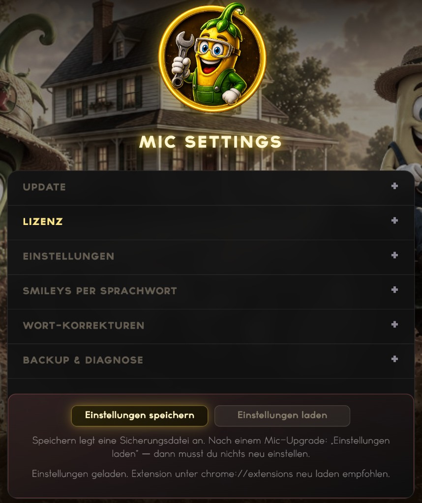 1. So sieht die Mic-Einstellungen-Seite aus