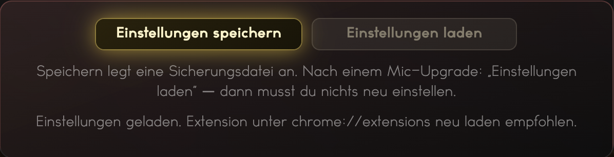 14. Einstellungen speichern & laden (wichtig bei Updates)